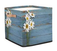 TropicalLife Storage Basket Bin Retro Wood Flower Daisy Collapsible Storage Cube Organiser Storage Box for Shelves Clothes Toys Bedroom