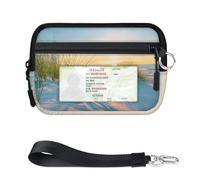 TropicalLife Sunset Ocean Sea Beach Wallet for Women Men Kids Girls Boys Purses Mini Zip Card Case with ID Window Lightweight Portable Small Coin Card Organizer Bag