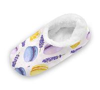TropicalLife Sweet Macaron Lavender House Slippers for Women Men Fuzzy Feet Slippers Comfy Warm Memory Foam Plush Slipper Shoe for Indoor Outdoor House Bedroom L