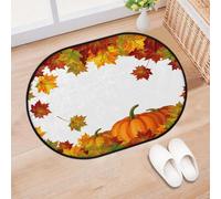 TropicalLife Thanksgiving Pumpkin Entrance Door Mat Rug for Living Room Kitchen Home Bath Pumpkin Maple Area Rugs Washable Indoor Outdoor Non-Slip Floor Doormat 40 x 60 cm