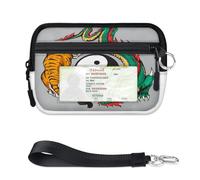 TropicalLife Tiger Dragon Yin Yang Wallet for Women Men Kids Girls Boys Tiger Purses Mini Zip Card Case with ID Window Lightweight Portable Small Coin Card Organizer Bag