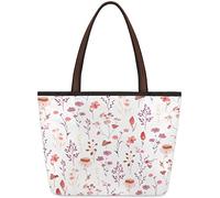 TropicalLife Tote Bag Wildflowers Floral Pattern Beach Bag with Zip and Pokcets for Women Girl Handbag Shoulder Bag for Travel School Work, L