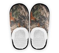 TropicalLife Tree Leaves Camouflage Slipper for Women Men Camo Forest Travel Slippers Foldable Indoor Plush Lining Slip on House Slippers Memory Foam Warm Home Sock Shoes L