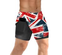 TropicalLife UK Union Jack Men's Running Shorts Quick Drying Short, UK Flag Men Sport Workout Shorts with Phone Pocket 2 in 1 Gym Training Shorts