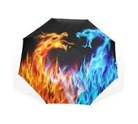 TropicalLife Umbrella Abstract Fire Dragon Animal Windproof 3 Fold Umbrella for Women Men Girls Boys Unisex Ultralight Outdoor Travel Compact Umbrella