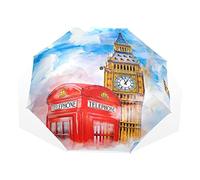 TropicalLife Umbrella Art Painting London Big Ben Windproof 3 Fold Umbrella for Women Men Girls Boys Unisex Ultralight Outdoor Travel Compact Umbrella