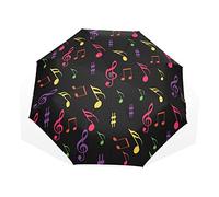 TropicalLife Umbrella Colorful Music Note Pattern Print Windproof 3 Fold Umbrella for Women Men Girls Boys Unisex Ultralight Outdoor Travel Compact Umbrella