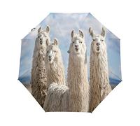 TropicalLife Umbrella Cute Alpaca Llama Animal Windproof 3 Fold Umbrella Auto Open Close for Women Men Girls Boys Unisex Ultralight Outdoor Travel Compact Umbrella