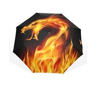 TropicalLife Umbrella Fire Dragon Animal Print Windproof 3 Fold Umbrella for Women Men Girls Boys Unisex Ultralight Outdoor Travel Compact Umbrella