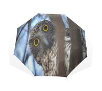 TropicalLife Umbrella Forest Wildlife Owl Animal Windproof 3 Fold Umbrella for Women Men Girls Boys Unisex Ultralight Outdoor Travel Compact Umbrella