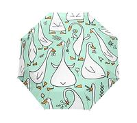 TropicalLife Umbrella Funny Goose Animal Pattern Windproof 3 Fold Umbrella Auto Open Close for Women Men Girls Boys Unisex Ultralight Outdoor Travel Compact Umbrella
