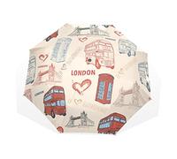 TropicalLife Umbrella London Bridge Big Ben City Bus Windproof 3 Fold Umbrella for Women Men Girls Boys Unisex Ultralight Outdoor Travel Compact Umbrella