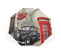 TropicalLife Umbrella London Vintage Big Ben Print Windproof 3 Fold Umbrella for Women Men Girls Boys Unisex Ultralight Outdoor Travel Compact Umbrella