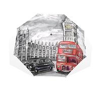 TropicalLife Umbrella Vintage London City Bus Big Ben Windproof 3 Fold Umbrella for Women Men Girls Boys Unisex Ultralight Outdoor Travel Compact Umbrella