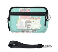 TropicalLife Unicorn Llama Wallet for Women Men Kids Girls Boys Pink Llama Purses Mini Zip Card Case with ID Window Lightweight Portable Small Coin Card Organizer Bag