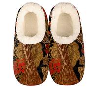 TropicalLife Vintage Animal Giraffe Slippers for Women Fuzzy Plush Lined House Bedroom Shoes Womens Cozy Slippers