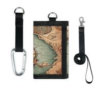TropicalLife Vintage Compass Map Ship Wallet Slim Small Pocket Money Organisers Bag Lightweight Portable Change Purse