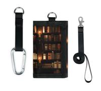 TropicalLife Vintage Library Bookshelf Wallet Slim Small Pocket Money Organisers Bag Old Bookshelf Lightweight Portable Change Purse