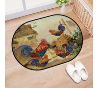 TropicalLife Vintage Rural Cock Chicken Entrance Door Mat Rug for Living Room Kitchen Home Bath Area Rugs Washable Indoor Outdoor Non-Slip Floor Doormat 40 x 60 cm