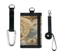 TropicalLife Vintage Theme Compass Map Wallet Slim Small Pocket Money Organisers Bag Lightweight Portable Change Purse