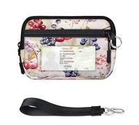 TropicalLife Watercolor Flower Fruit Wallet for Women Men Kids Girls Boys Purses Mini Zip Card Case with ID Window Lightweight Portable Small Coin Card Organizer Bag