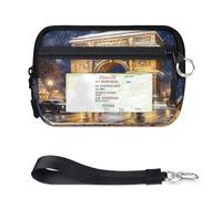 TropicalLife Watercolor France Arc De Triomphe Wallet for Women Men Kids Girls Boys Purses Mini Zip Card Case with ID Window Lightweight Portable Small Coin Card Organizer Bag