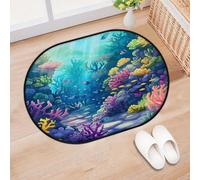 TropicalLife Watercolor Ocean Underwater World Entrance Door Mat Rug for Living Room Kitchen Home Bath Area Rugs Washable Indoor Outdoor Non-Slip Floor Doormat 40 x 60 cm