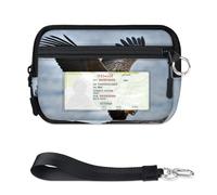TropicalLife White Tailed Eagle Wallet for Women Men Kids Girls Boys Eagle Purses Mini Zip Card Case with ID Window Lightweight Portable Small Coin Card Organizer Bag