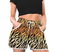 TropicalLife Women Shorts Tiger Skin Beach Shorts Swim Trunks High Waisted Shorts for Swimming Sporty Yoga Home Wear, XL Multicoloured