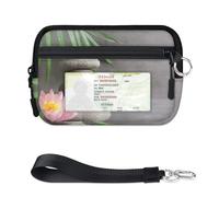 TropicalLife Zen Flower Japan Wallet for Women Men Kids Girls Boys Japan Purses Mini Zip Card Case with ID Window Lightweight Portable Small Coin Card Organizer Bag