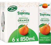 Tropicana Pure Original Orange Juice with Bits, Long Life, 850ml x 6