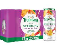 Tropicana Sparkling Fruit Juice, 250ml Cans (12 Cans x 250ml, Tropical Twist)