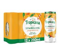 Tropicana - Sparkling Zesty Orange - Juice Drink - Fizzy Drinks, Flavoured Water, Cocktail Mixers, Non Alcoholic Drinks, Flavoured Fizzy Water, Multipack Drink - 12 x 250ml
