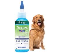 TropiClean Dog Ear Cleaner Grooming Supplies - Dual Action Ear Cleaning Solution for Dogs & Cats - Gently Dissolves Wax & Debris - Removes Odour, Soothes Itching & Infection, Fragrance Free, 118ml