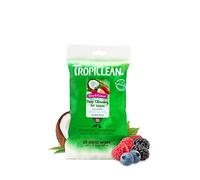 TropiClean Dog Wipes Grooming - Deep Cleaning & Deoderising Wipes for Dogs & Cats - Removes Dirt, Dander & Odour - For Pet Paws, Face, Body & Butt, Sweet Berry & Coconut, 20ct