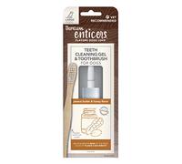 TropiClean Enticers Teeth Cleaning Gel & Toothbrush for Large Dogs | Peanut Butter & Honey Flavor | Bamboo Brush Speeds Up Plaque Removal | Gel Helps Fight Bad Breath | 59 ml