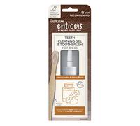TropiClean Enticers Teeth Cleaning Gel & Toothbrush for S/M Dogs - Peanut Butter & Honey Flavour, 59ml - Helps Remove The Source of Bad Breath and Plaque - Bamboo Brush Speeds Up Plaque Removal