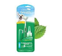 TropiClean Fresh Breath Dog Teeth Cleaning Oral Care Kit - Breath Freshener Dental Care - Complete Dog Toothbrush Kit Small to Medium Dogs - Helps Remove Plaque & Tartar, Small to Medium Dogs, 59ml