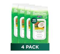 TropiClean Hypoallergenic Dog Wipes for Paws and Buttocks, Fragrance Free, Face Safe, Suitable for Puppies and Cats, 400 Count