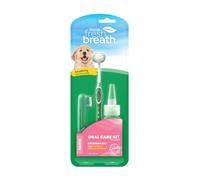 TropiClean Fresh Breath Puppy Teeth Cleaning Oral Care Kit - Breath Freshener Dental Care - Complete Dog Toothbrush Kit for Puppies - Helps Remove Plaque & Tartar, For Puppies, 59ml (Packing May Vary)