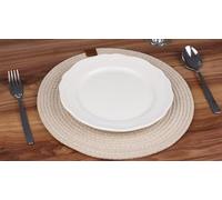 Tropik Home 12" Round Cotton Placemats & Coasters Set, Handmade, available in Grey, Cream and Dark Grey (Cream, Set of 6)