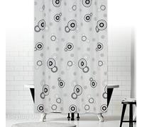 Tropik Home Black and White Extra Long and Wide Bathroom Fabric Shower Curtain 180cm Wide by 180cm Drop