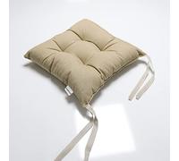 Tropik Home Colourful Seat Pads, Garden Kitchen Dining Chair Cushions Tie On (Beige)