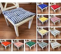 Tropik Home Colourful Seat Pads, Garden Kitchen Dining Chair Cushions Tie On (Blue Gingham)