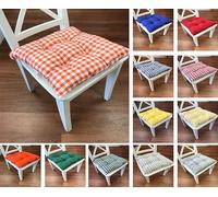 Tropik Home Colourful Seat Pads, Garden Kitchen Dining Chair Cushions Tie On (Orange Gingham)