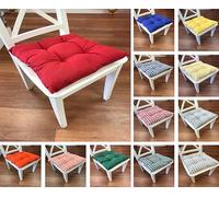 Tropik Home Colourful Seat Pads, Garden Kitchen Dining Chair Cushions Tie On (Red)