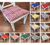 Tropik Home Colourful Seat Pads, Garden Kitchen Dining Chair Cushions Tie On (Red Gingham)