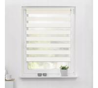 Tropik Home Day and Night Vision Zebra Roller Blinds, Easy Installation, Available in White, Black, Cream, Grey or Dark Grey, 20 Width sizes, 150cm Drop (Cream, 55cm Wide (21.7"))