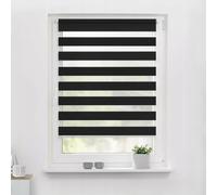 Tropik Home Day and Night Vision Zebra Roller Blinds, Easy Installation, Available in White, Black, Cream, Grey or Dark Grey, 20 Width sizes, 150cm Drop (Black, 140cm Wide (55.1"))
