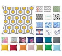Tropik Home Decorative Square Pillow Case Throw Cushion Cover for Sofa Bedroom with Invisible Zipper, 45x45cm (18x18) Hexagon Geometric